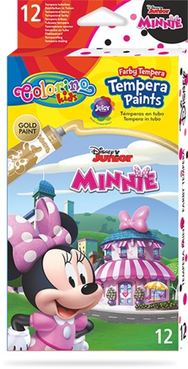 Farby tempera w tubach colorino kids 12 kolorów 12 ml minnie