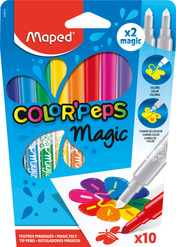 Flamastry maped colorpeps magic 8 kolorów + 2 wymazywacze