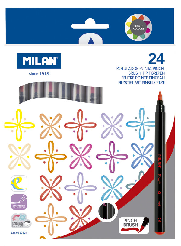 Flamastry pędzelkowe Milan Brush 661 24 kolory