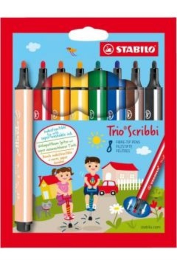 Flamastry stabilo trio scribbi 8 kolorów