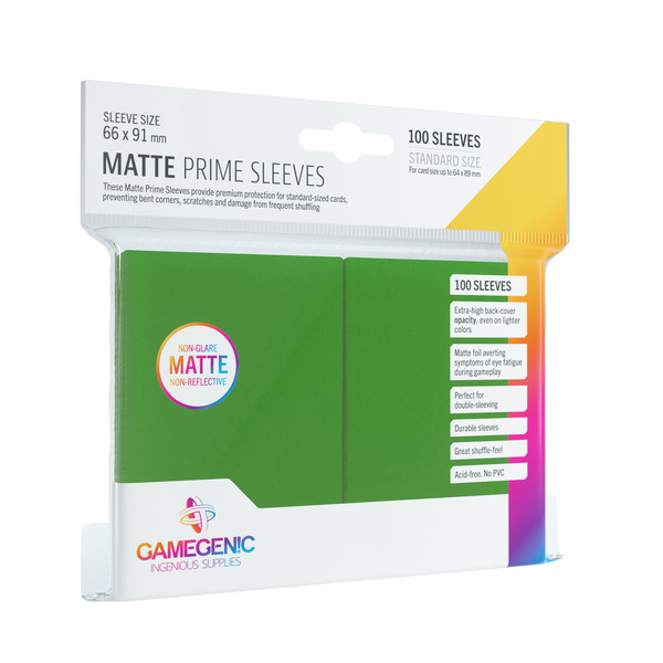 Koszulki na karty Matte Prime Classic Card Game Sleeves Green 66 x 91 mm 100 sztuk