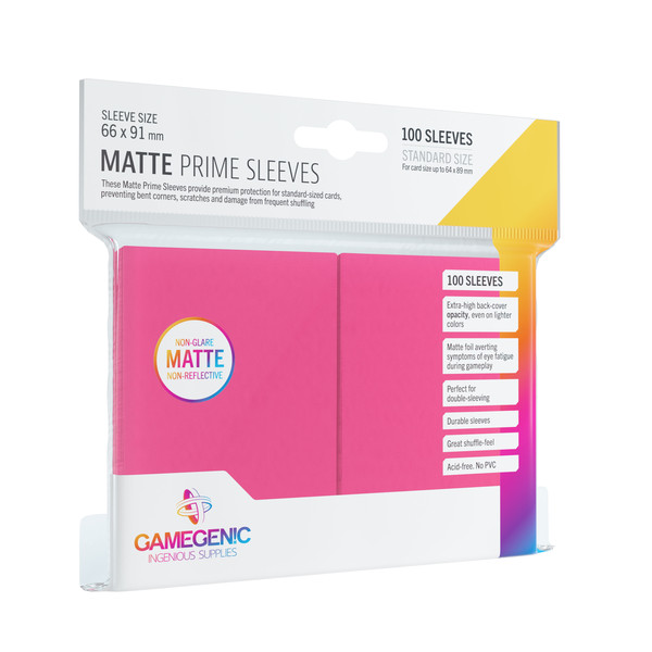 Koszulki na karty Matte Prime Classic Card Game Sleeves Pink 66 x 91 mm 100 sztuk