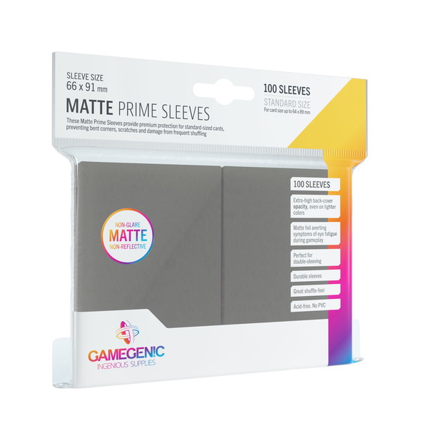 Koszulki na karty Matte Prime Classic Card Game Sleeves Dark Gray 66 x 91 mm 100 sztuk