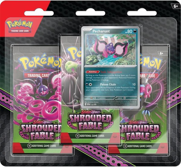 Gra Pokémon TCG: Scarlet & Violet - Shrouded Fable - 3-Pack Blister - Pecharunt