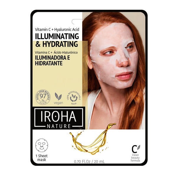 IROHA NATURE_Illuminating &, Hydrating Tissue Face Mask rozświetlająco-nawilżająca maska w płachcie z witaminą C i kwasem hialuronowym 20ml Tissue Face Mask