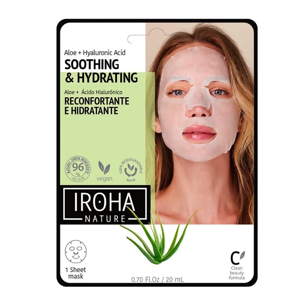 IROHA NATURE_Soothing &, Hydrating Tissue Face Mask nawilżająca maska w płachcie z aloesem i kwasem hialuronowym 20ml Tissue Face Mask