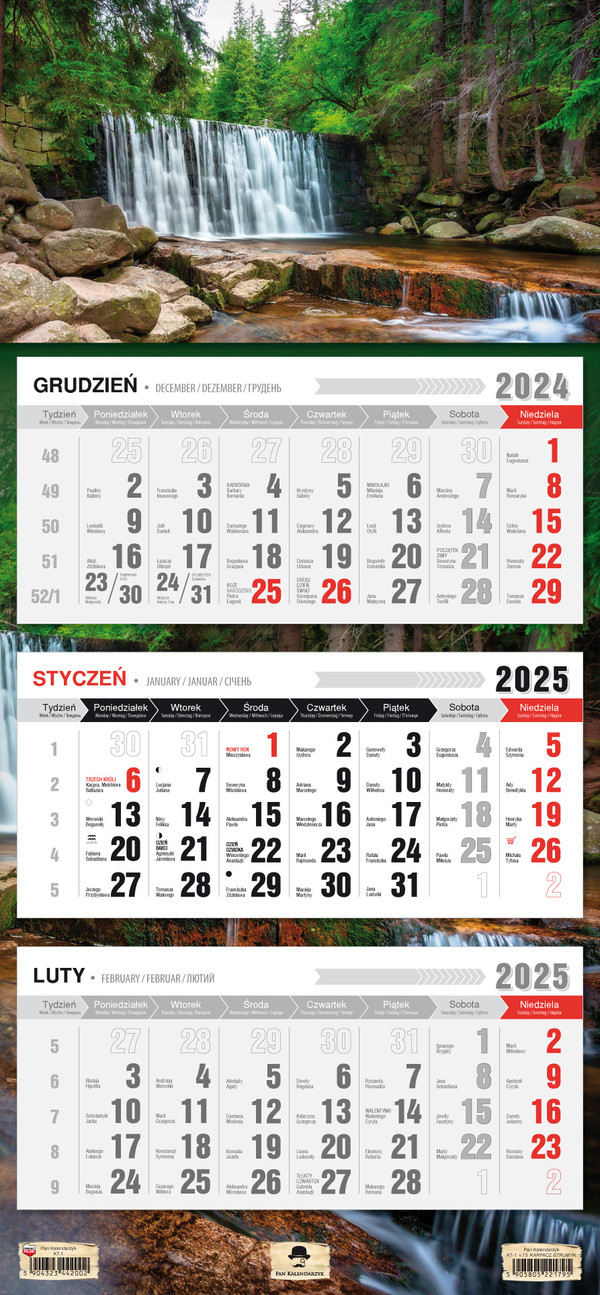 Kalendarz 2025 trójdzielny karpacz strumyk kt1âv.73