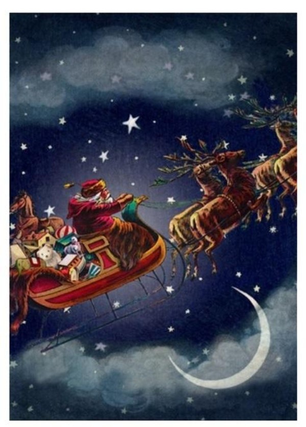 Karnet B6 z kopertą Święta Mikołaj sanie