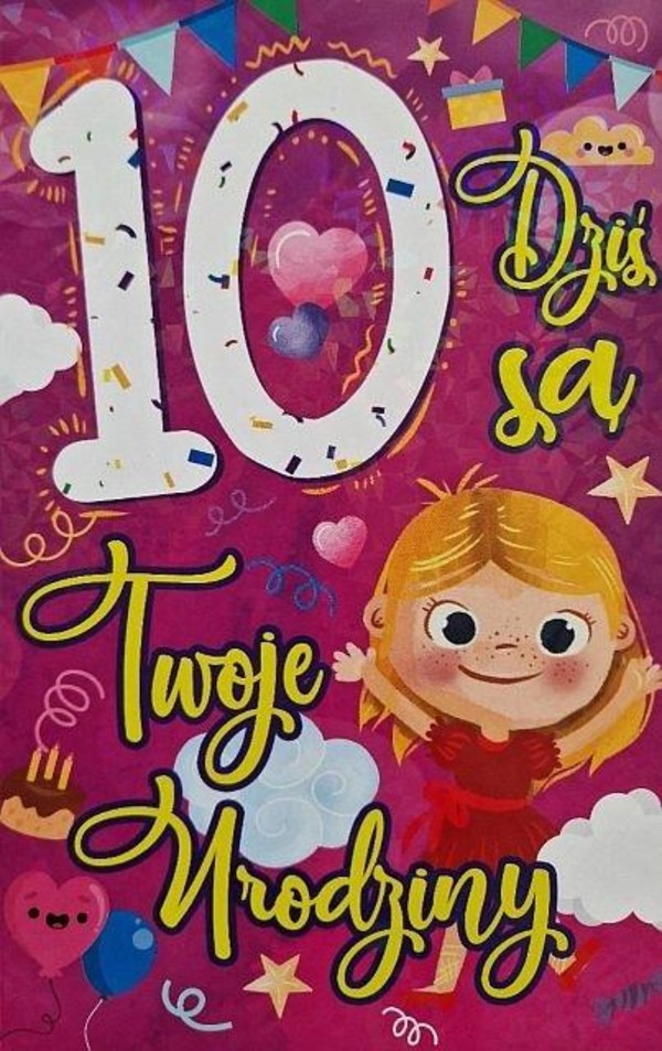 Karnet Urodziny 10 dziewczynka