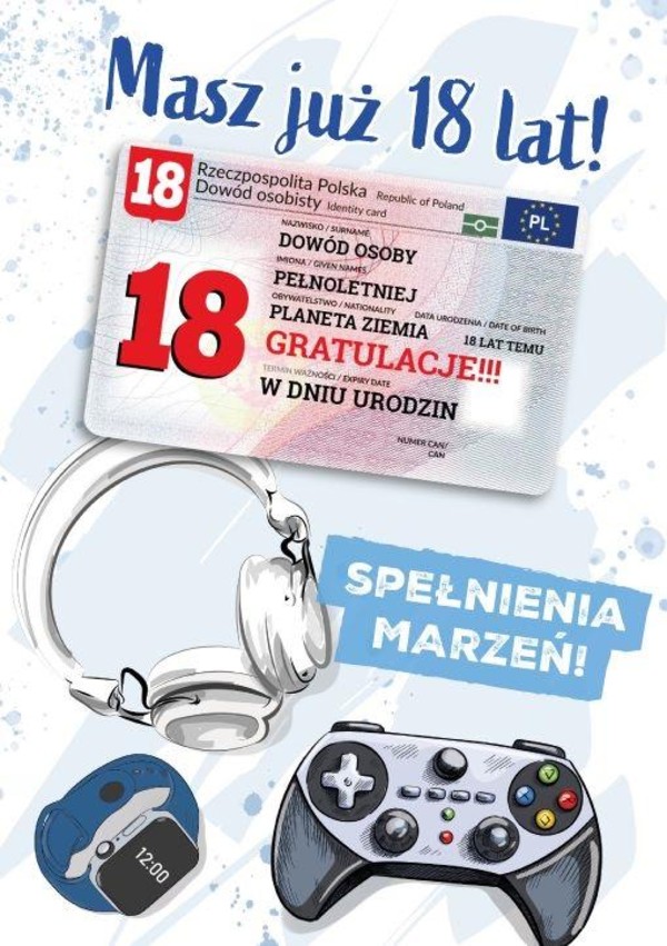 Karnet urodziny 18