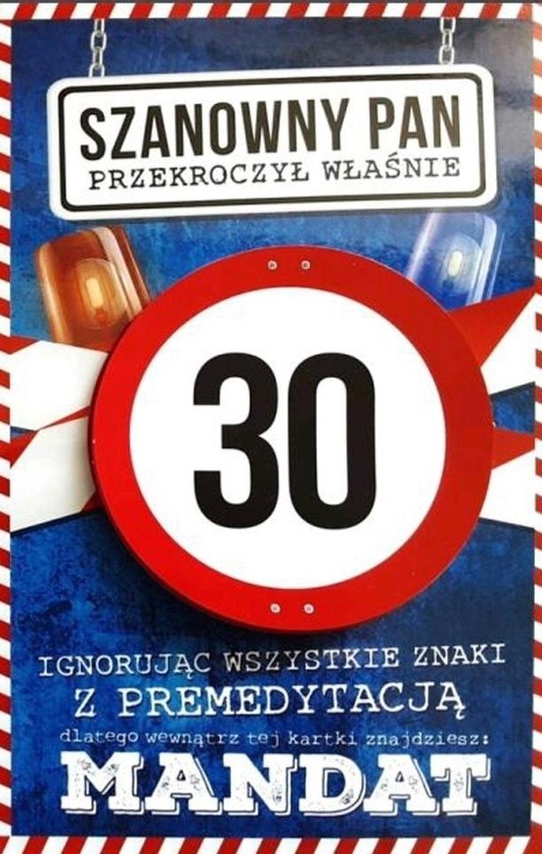 Karnet 30 Urodziny męskie JCX - 009