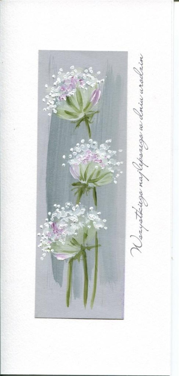 Karnet urodzinowy DL Białe kwiaty