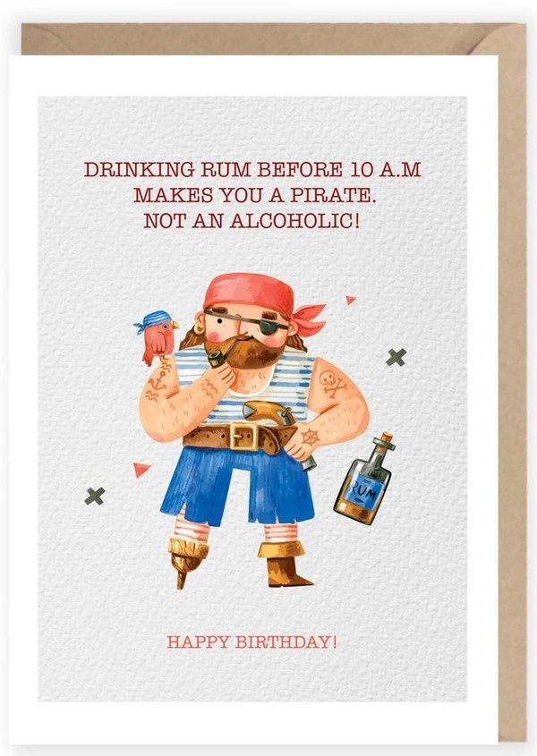 Kartka urodzinowa Pirat z eko kopertą K100