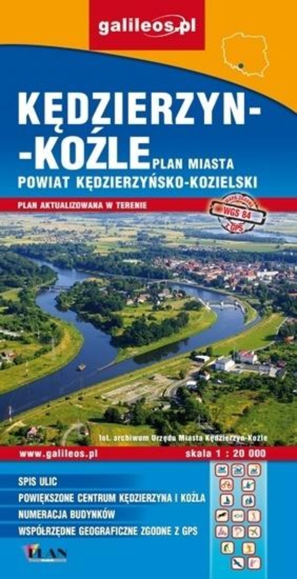 Kędzierzyn-Koźle powiat kędzierzyńsko-kozielski dla aktywnych turystyczna mapa wodoodporna Skala 1:20 000