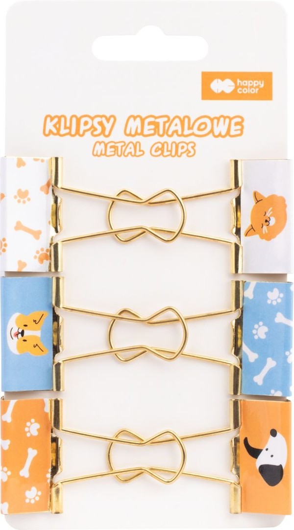 Klipsy metalowe cat&dog happy color 6 szt.