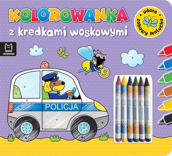 Kolorowanka z kredkami woskowymi Książeczka fioletowa