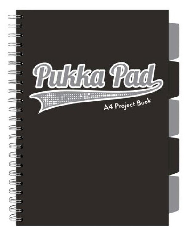 Kołozeszyt pukka pad a4 project book black & grey czarny