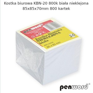 Kostka biurowa biała 85x85x70 800K