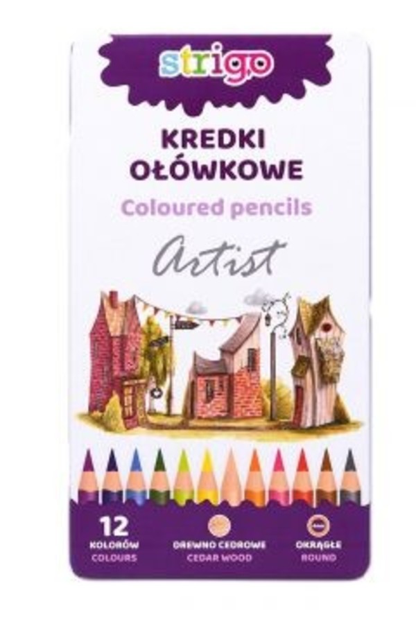 Kredki ołówkowe okrągłe strigo 12 kolorów