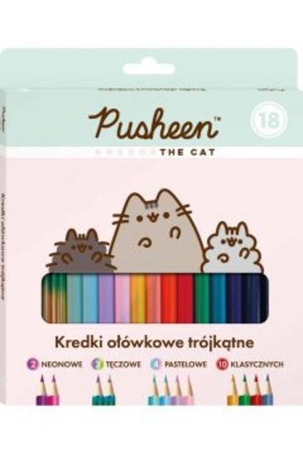 Kredki ołówkowe trójkątne pusheen 18 kolorów