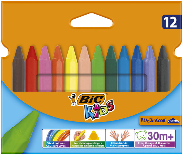 Kredki świecowe BIC Kids Plastidecor Triangle 12 kol