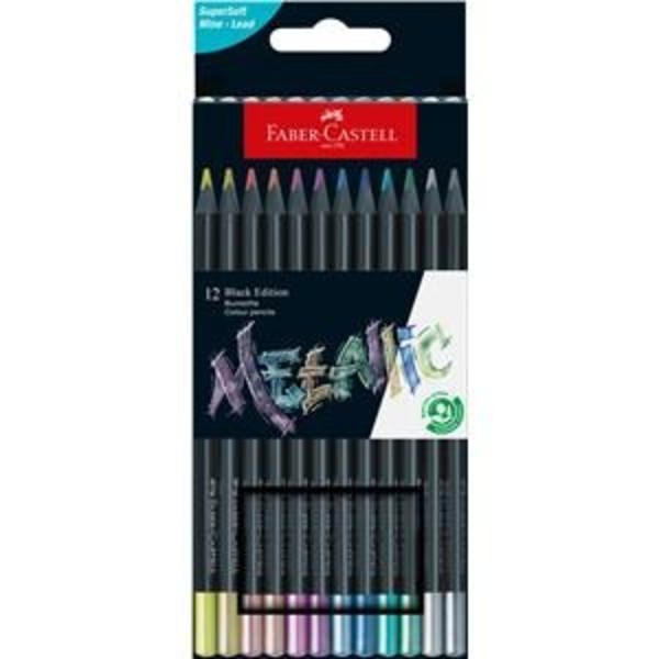 Kredki trójkątne black faber-castell 12 kolorów metalicznych