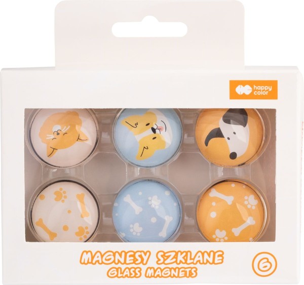 Magnesy szklane cat&dog happy color 6 szt.