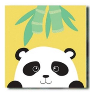 Malowanie po numerach Panda żółte tło 20x20 cm