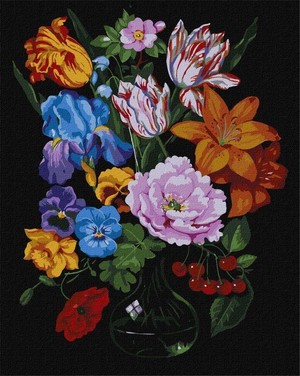 Malowanie po numerach Bukiet z wiśniami 40x50 cm