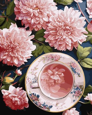 Malowanie po numerach Dalie różowe 40x50 cm