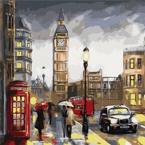 Malowanie po numerach Deszczowy Londyn 50x50 cm
