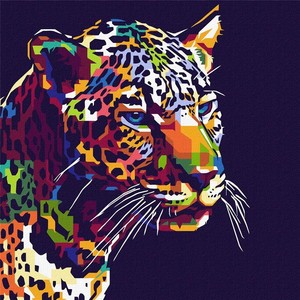 Malowanie po numerach Jaguar pop-art 40x40 cm