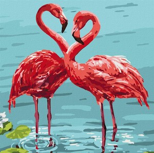 Malowanie po numerach Jasne flamingi 30x30 cm
