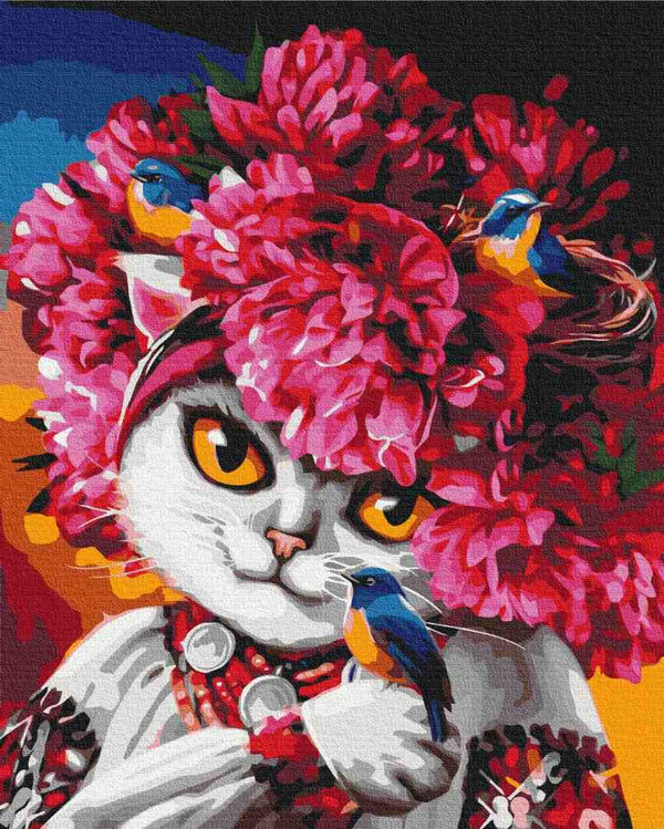 Malowanie po numerach Kwitnąca kotka