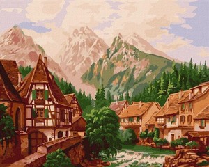 Malowanie po numerach Miasto w górach 40x50 cm
