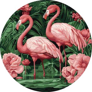 Malowanie po numerach okrągła rama Flamingi