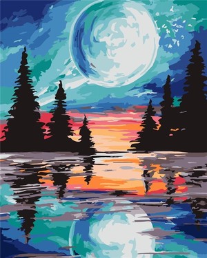 Malowanie po numerach Pełnia księżyca 40x50 cm
