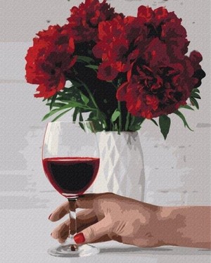 Malowanie po numerach Piwonia i wino 40x50 cm