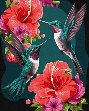 Malowanie po numerach Szmaragdowe kolibry