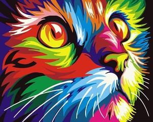 Malowanie po numerach Tęczowy kotek 40x50 cm