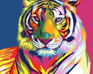 Malowanie po numerach Tęczowy tygrys 40x50 cm