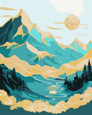 Malowanie po numerach Wschód słońca w górach