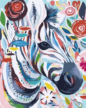 Malowanie po numerach Zebra kolorowa 40x50 cm