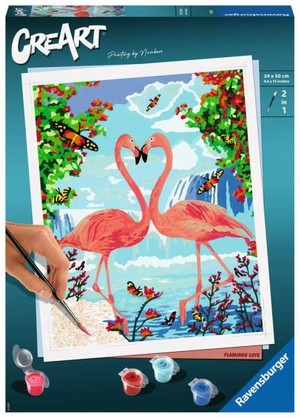 Malowanka CreArt: Zakochane flamingi malowanie po numerkach