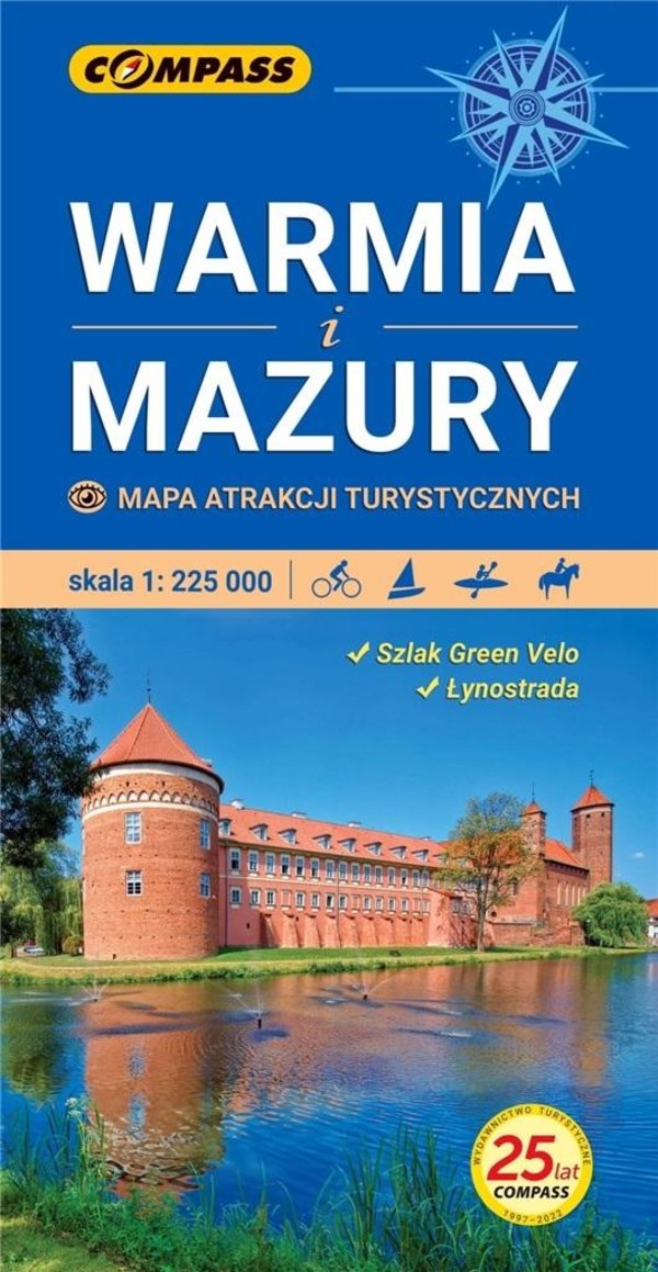 Mapa atrakcji turystyczna Warmia i Mazury 1:225 000