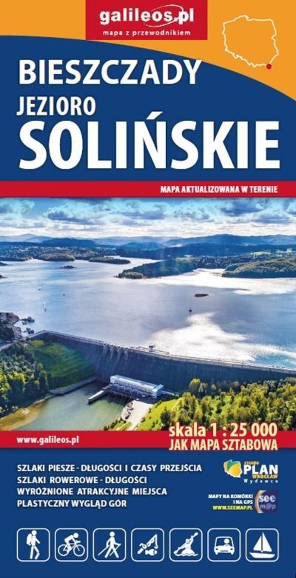 Mapa turystyczna Bieszczady Jezioro Solińskie 1:25 000