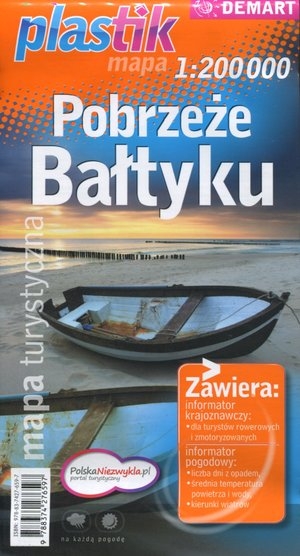 Mapa turystyczna. Pobrzeże Bałtyku (plastik) Skala 1:200 000