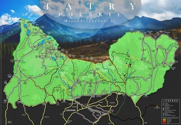 Mapa Zdrapka Tatry polskie