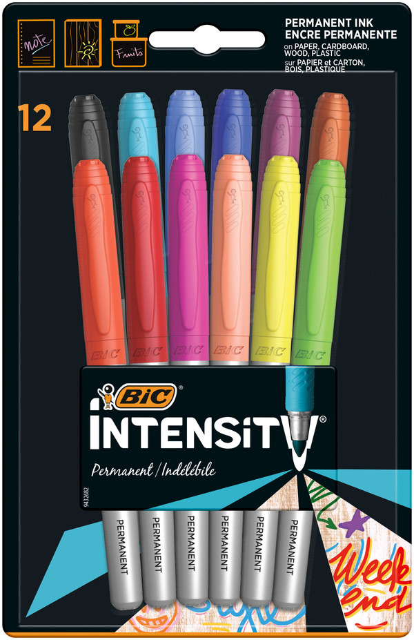 Markery permamentne BIC Intensity Intense+Pastel 12 kolorów