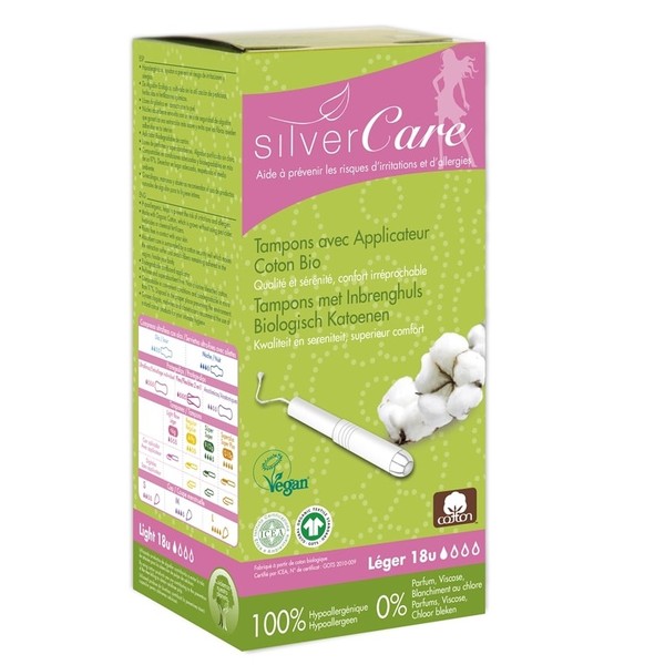 Silver Care Organic Light Tampony z bawełny organicznej z aplikatorem